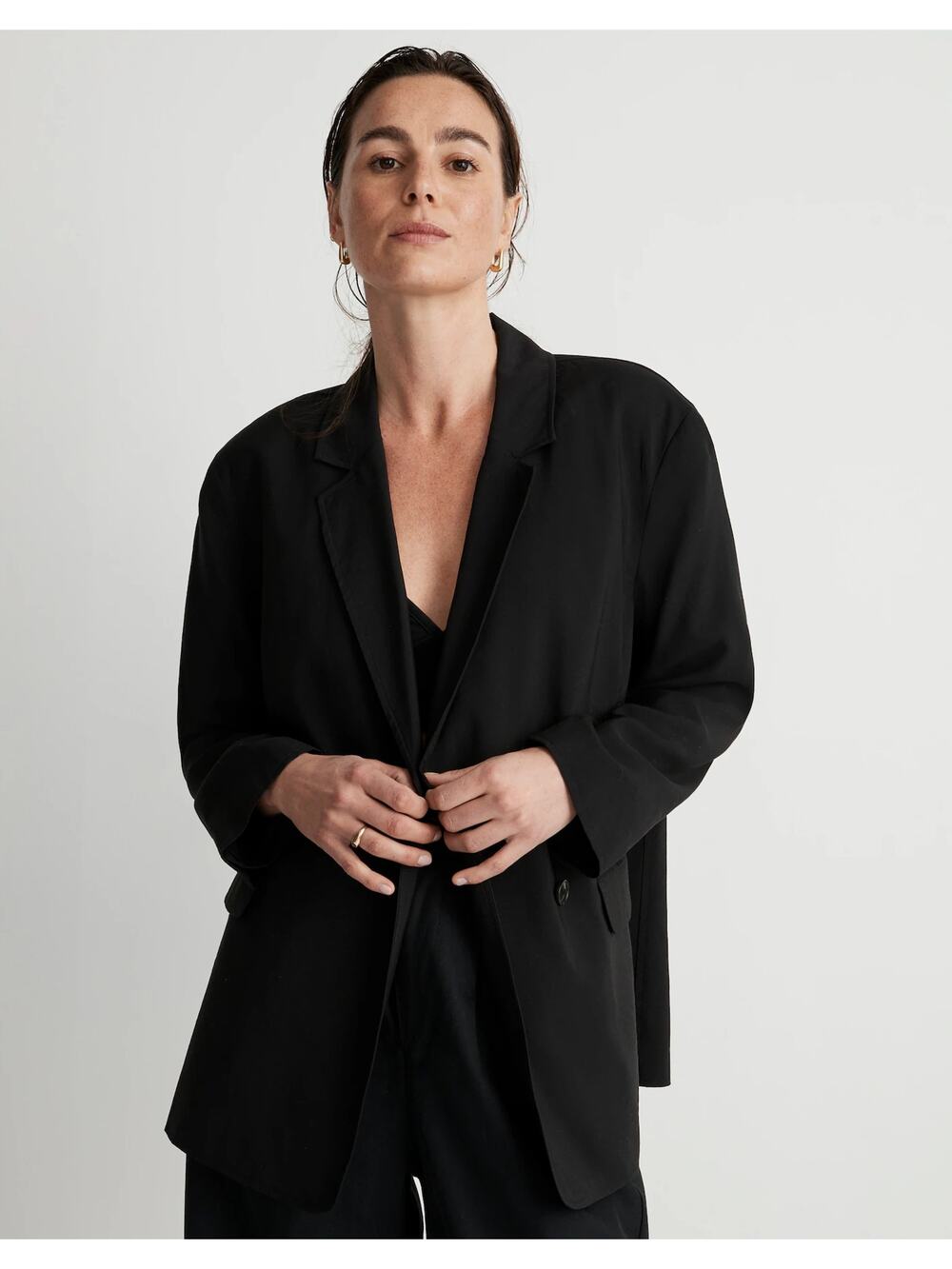 Madewell The Relaxed Blazer in Softdrape Black Small